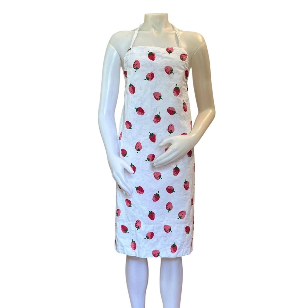 Kate Spade Strawberry Apron Womens OS Fruit Print Cotton Kitchen In Good Measure